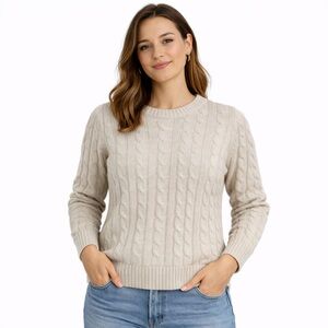 Jeme Beige Cable Knit Sweater